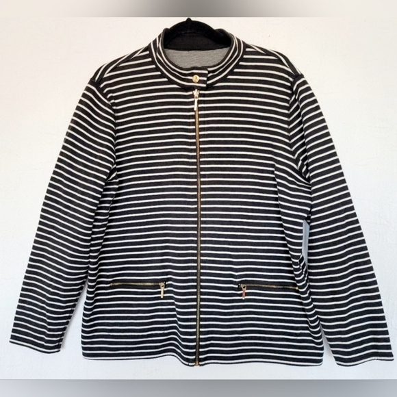 LAUREN Ralph Lauren Women's Two Faced Reversible Striped Jacket Cotton 2X - Picture 15 of 16
